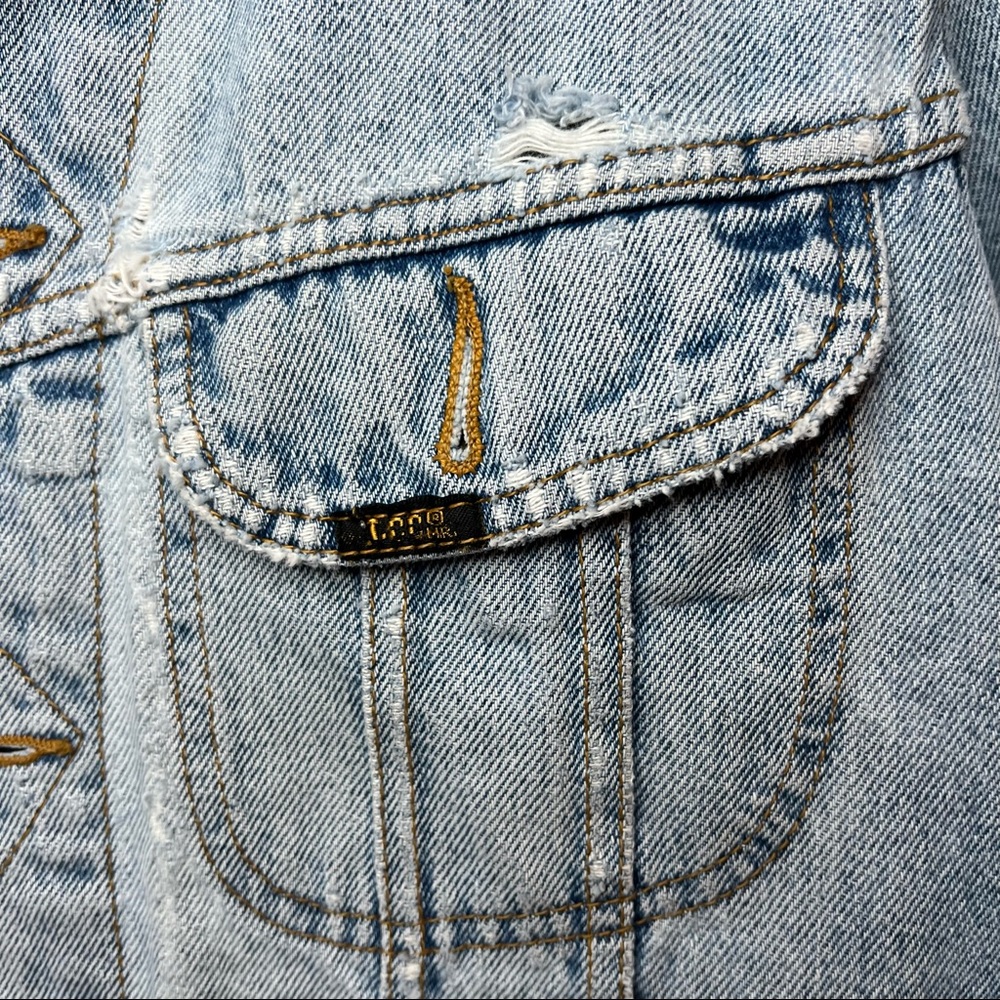 Vintage Lee Riders Denim Jacket Distressed Size Medium - Picture 14 of 15